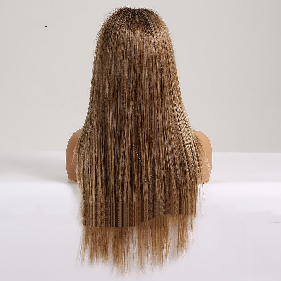 Gradient Gold Lace Wig – 26-Inch Mid-Length Straight Hair
