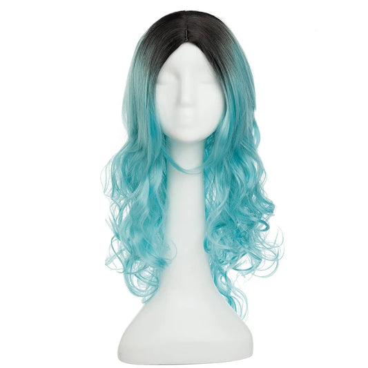 Vibrant Ombre Cosplay Wig – Long 24-26 Inch Heat Resistant Synthetic Hair in Red, Pink, Blue, Brown, Gray, and White Colors