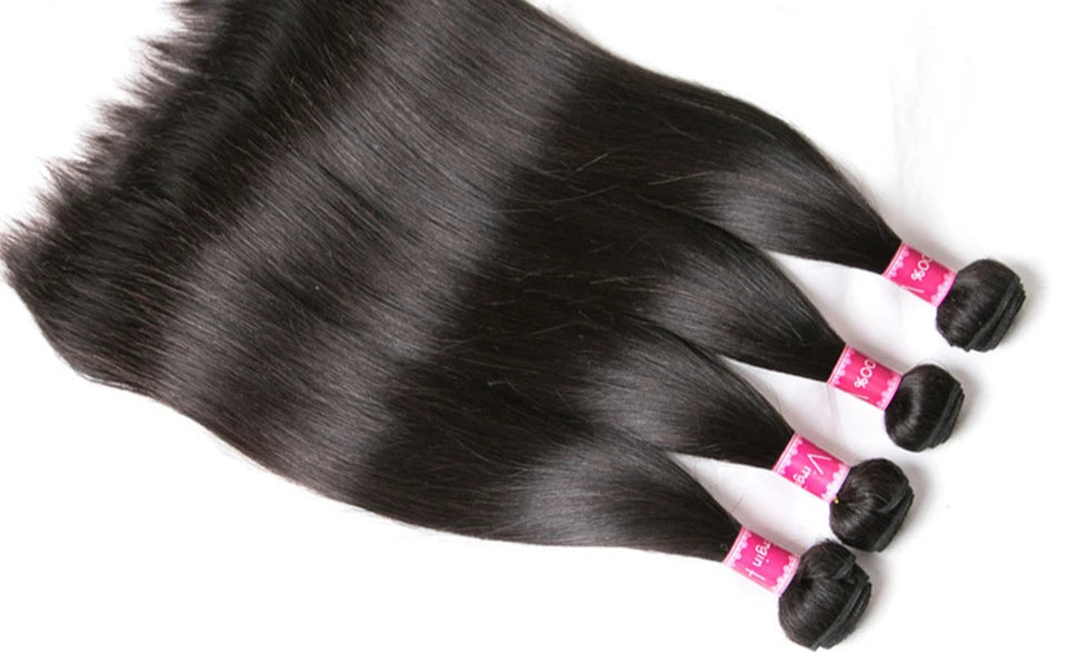 Premium Peruvian Straight Human Hair Bundles – Natural & Jet Black, 100% Hair