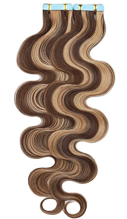 Premium Tape-In Hair Extensions | 100% Human Hair, Straight & Wavy, 18-22 Inches, Dyeable, 10-40 Pieces Pack