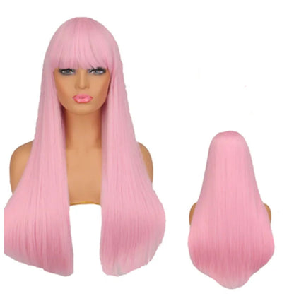Long Straight Heat-Resistant Synthetic Wig – 150% Density for Daily Use