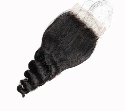 Vallbest Loose Wave Human Hair Bundles With 4x4 Lace Closure - 100% Natural & Dye-Ready