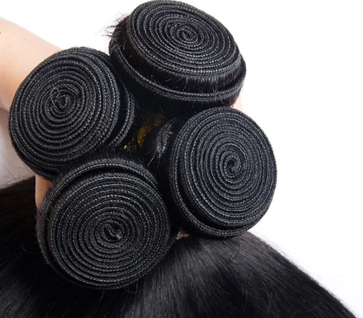 Premium Peruvian Straight Human Hair Bundles – Natural & Jet Black, 100% Hair