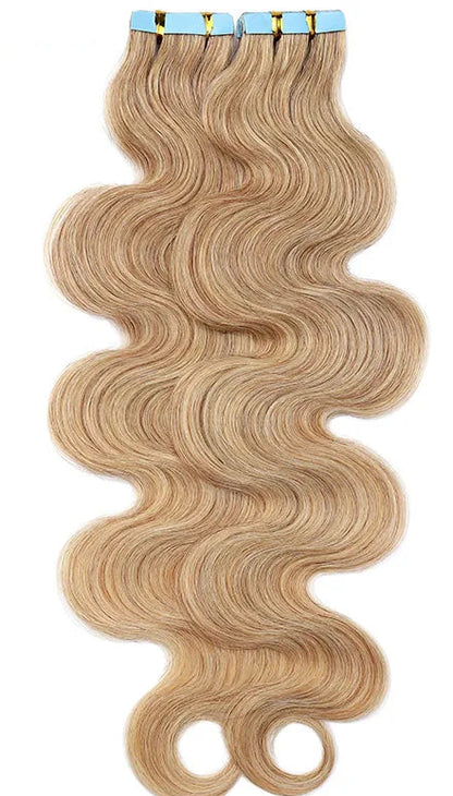 Premium Tape-In Hair Extensions | 100% Human Hair, Straight & Wavy, 18-22 Inches, Dyeable, 10-40 Pieces Pack