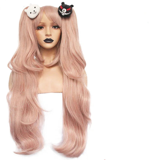 ANOGOL Danganronpa Enoshima Junko Cosplay Wig – Long Pink Synthetic Wig with Adjustable Cap for Halloween & Anime Parties