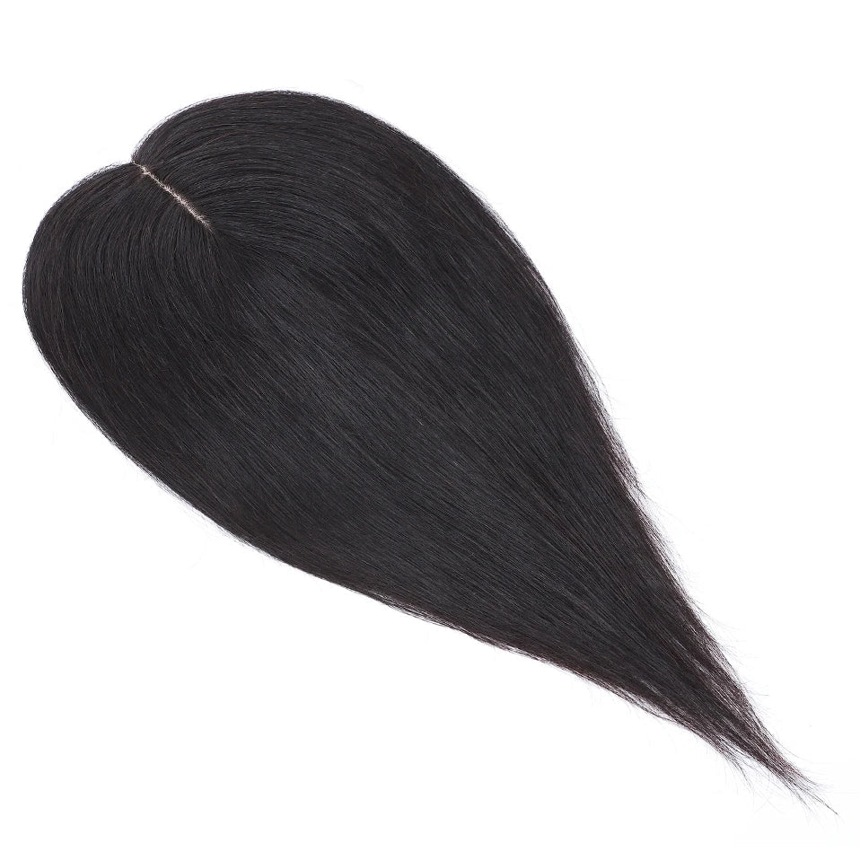 Silk Base Human Hair Toppers for Women – 100% Real Human Hair, Straight, Center-Parted, Multiple Lengths & Colors