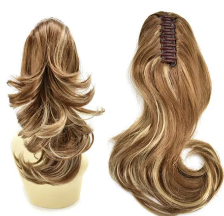 SE-224 Long Wavy Ponytail Extension – 22”/14” Claw Clip & Drawstring, Heat-Resistant