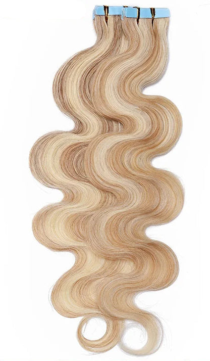 Premium Tape-In Hair Extensions | 100% Human Hair, Straight & Wavy, 18-22 Inches, Dyeable, 10-40 Pieces Pack