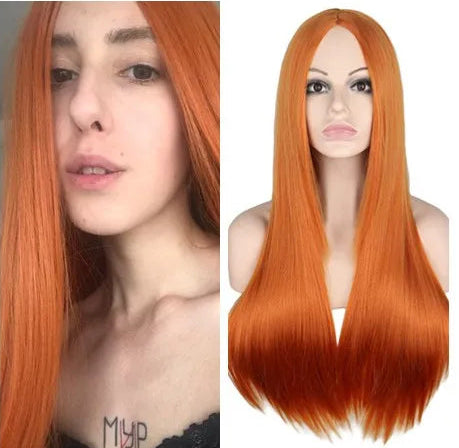Long Straight Heat-Resistant Synthetic Wig – 150% Density for Daily Use