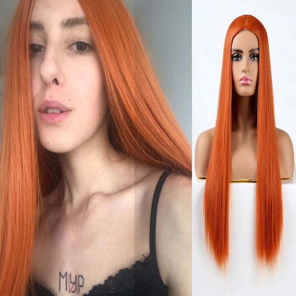 Long Straight Heat-Resistant Synthetic Wig – 150% Density for Daily Use