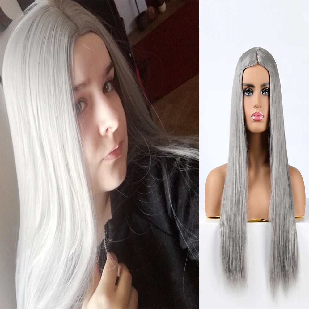Long Straight Heat-Resistant Synthetic Wig – 150% Density for Daily Use