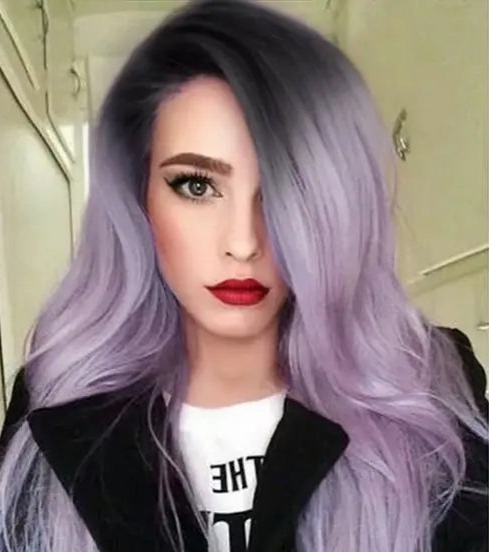 Wignee Long Straight Ombre Purple Synthetic Wig – Heat-Resistant Fiber for Daily, Party & Cosplay Use