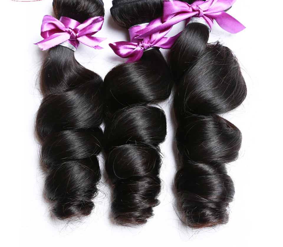 30-Inch Malaysian Loose Wave Human Hair Bundles – Natural Black & Jet Black Hair Extensions
