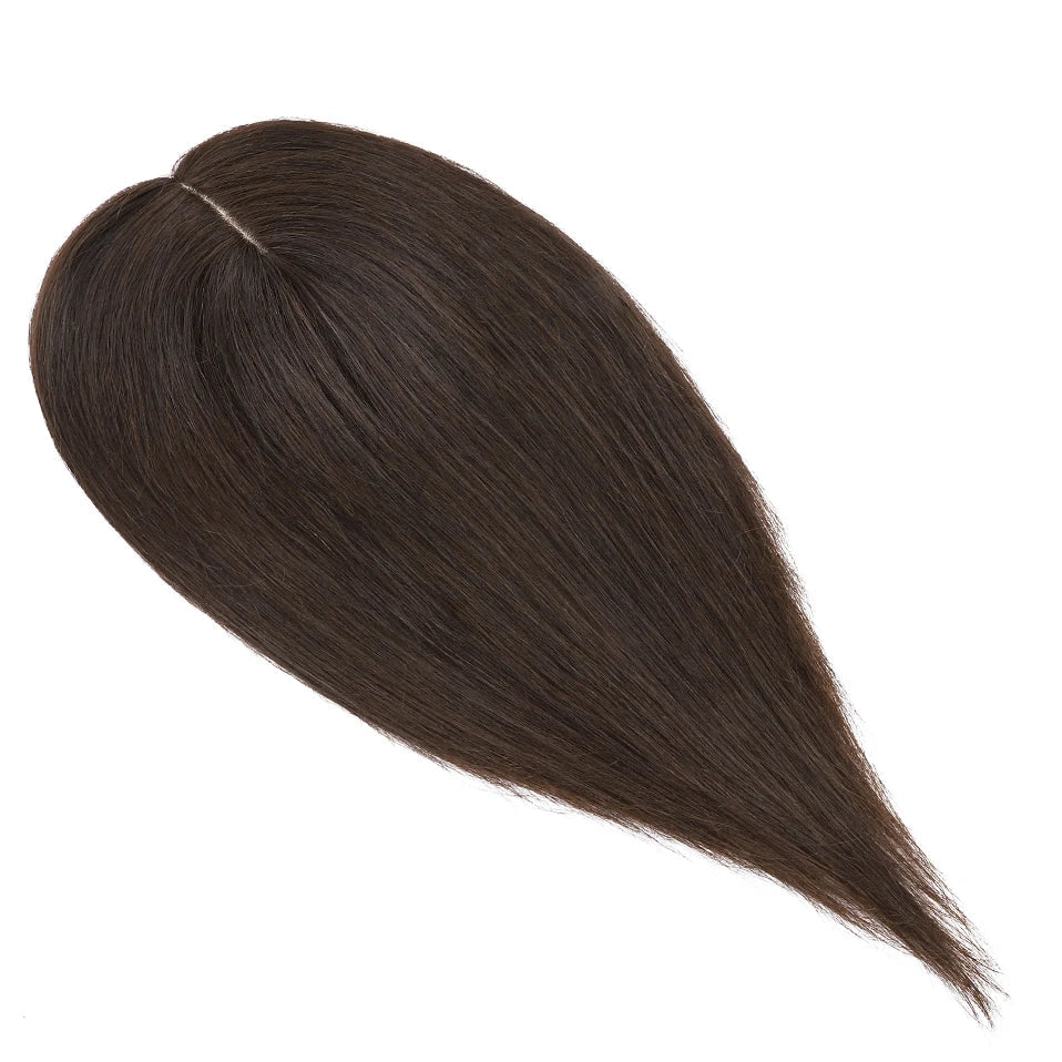 Silk Base Human Hair Toppers for Women – 100% Real Human Hair, Straight, Center-Parted, Multiple Lengths & Colors