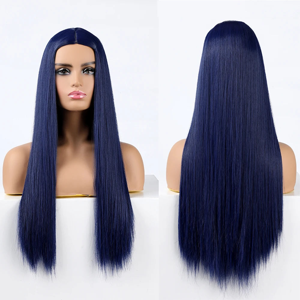 Long Straight Heat-Resistant Synthetic Wig – 150% Density for Daily Use