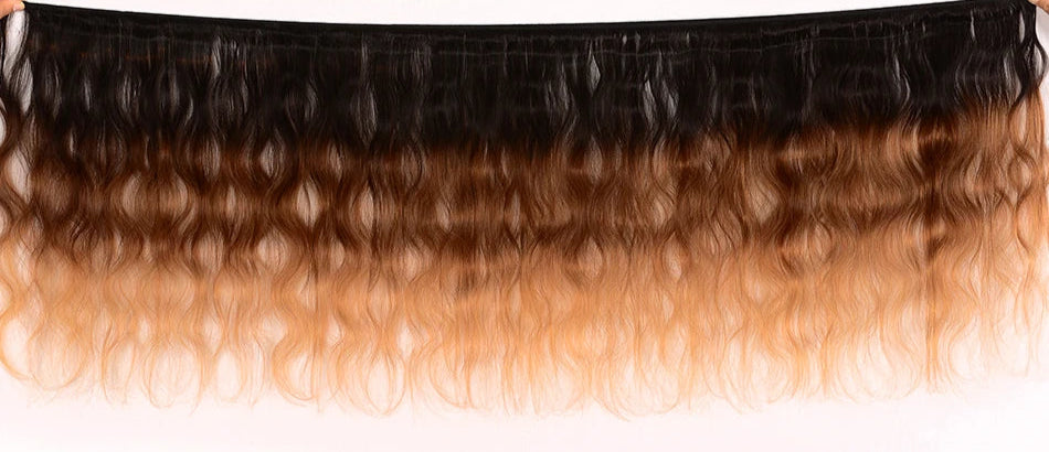 UNice Kysiss Ombre Body Wave Hair Bundles – 3 Tone Blonde T1B/4/27, Virgin Human Hair Weave