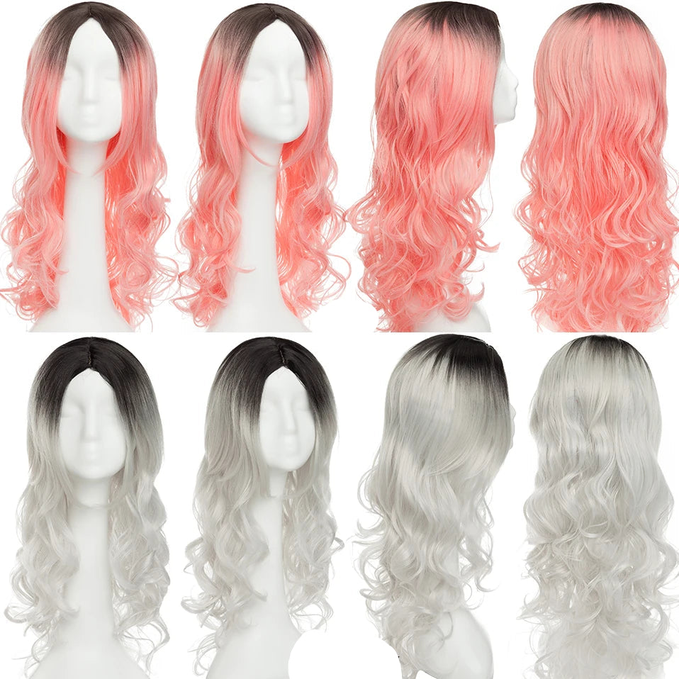 26'' Ombre Synthetic Cosplay Wig – Heat-Resistant Fiber, Long Wavy & Straight Options