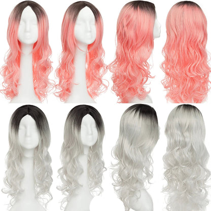 26'' Ombre Synthetic Cosplay Wig – Heat-Resistant Fiber, Long Wavy & Straight Options