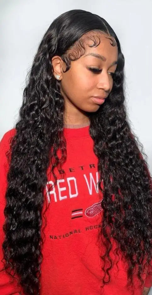 32-Inch Deep Wave Indian Lace Front Wig – Transparent HD Lace, 13x6, 13x4, and 4x4 Options