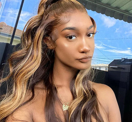 Honey Blonde & Brown Highlight Body Wave Bundles – 100% Ombre Human Hair Extensions