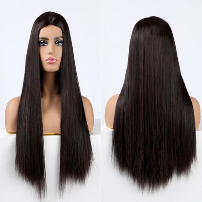 Long Straight Heat-Resistant Synthetic Wig – 150% Density for Daily Use