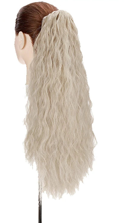 24-Inch Corn Wave Wavy Claw Clip Ponytail – Premium Synthetic, Heat-Resistant, Multi-Color Options
