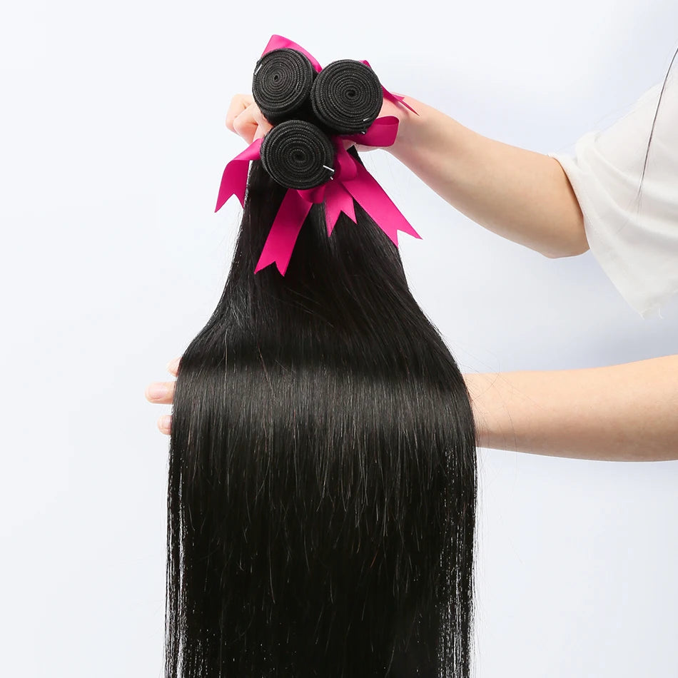 Premium Virgin Straight Human Hair Bundles – 8-40 Inches, Double Weft, No Shedding, No Tangle