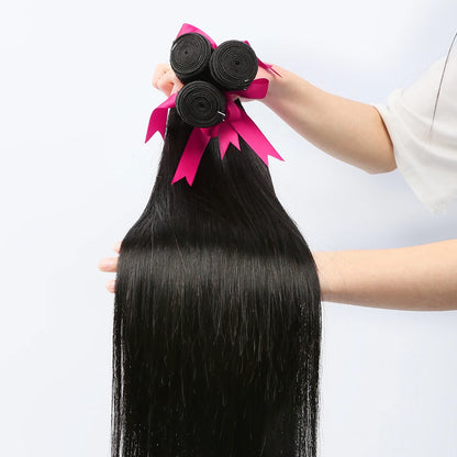 Premium Virgin Straight Human Hair Bundles – 8-40 Inches, Double Weft, No Shedding, No Tangle