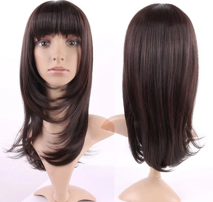 Long Straight Synthetic Wig for Women - 26+ Inches High Temperature Fiber Regular Wig, Perm & Dye Available