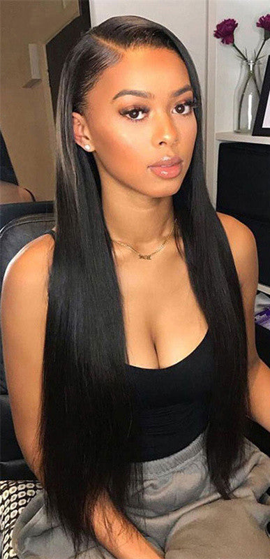 HQ501 Split-Length Straight Wig – Dyeable 26-Inch High-Temperature Silk Hair with Middle Parting