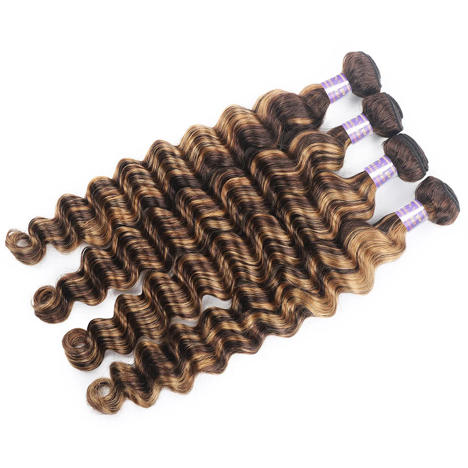 Premium Loose Deep Wave Human Hair Bundles – Ombre Colored, Natural, and Dye-Friendly