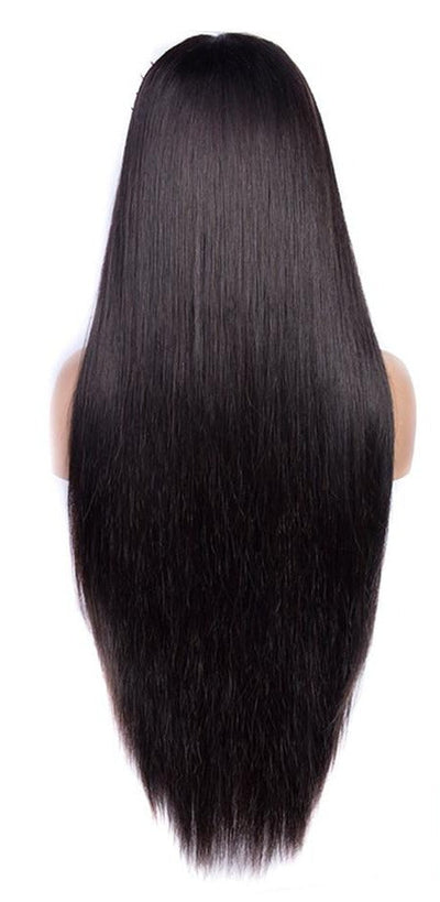 Beumax Straight Brazilian Remy Human Hair Wig - Natural Black, 10-30", Lace Part