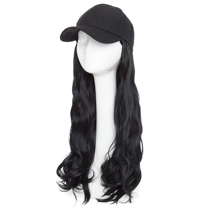 16" Wavy Synthetic Hair Extensions with Baseball Cap – Comfortable & Adjustable Clip-In Wig for Instant Volume