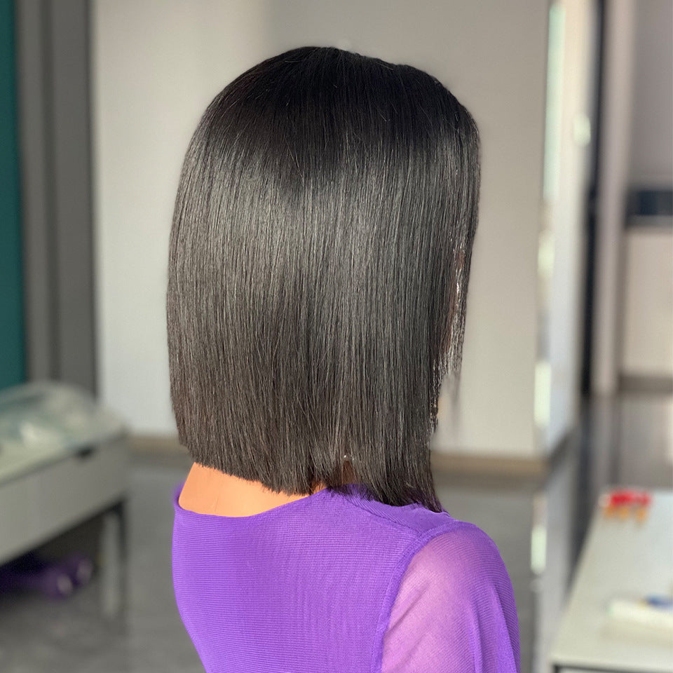 Hand-Woven Human Hair Wig – 8-Inch & 10-Inch Short Wig for Black Skin, Heat and Dye Friendly1