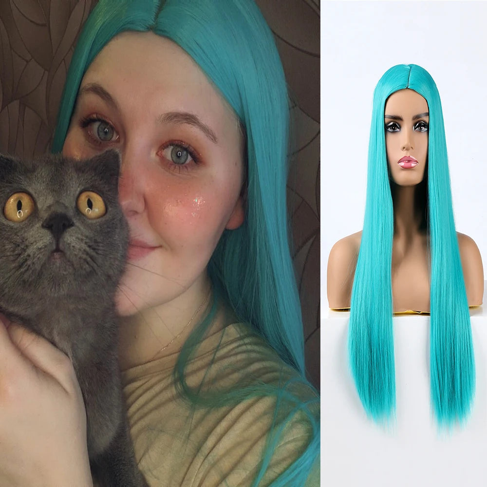 Long Straight Heat-Resistant Synthetic Wig – 150% Density for Daily Use