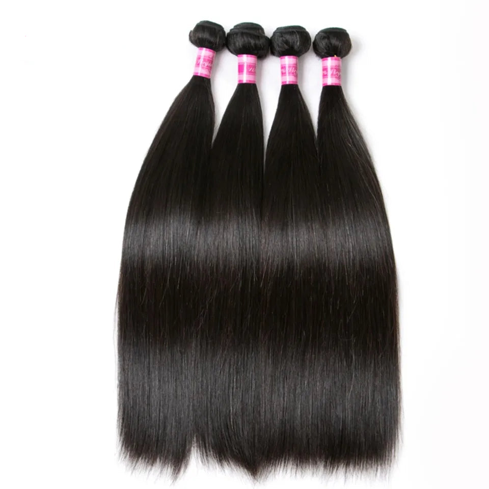 Premium Peruvian Straight Human Hair Bundles – Natural & Jet Black, 100% Hair