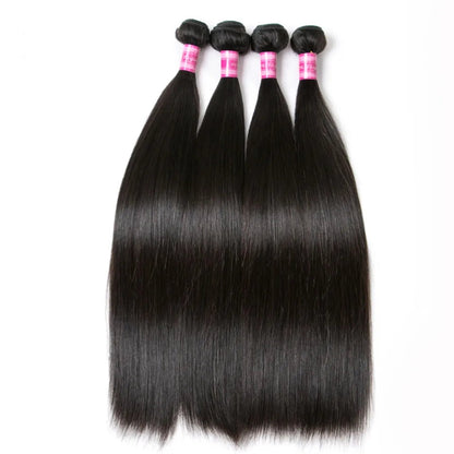 Premium Peruvian Straight Human Hair Bundles – Natural & Jet Black, 100% Hair