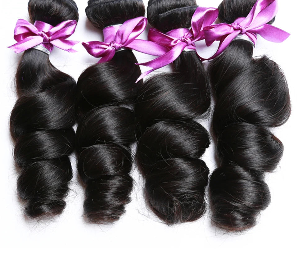 30-Inch Malaysian Loose Wave Human Hair Bundles – Natural Black & Jet Black Hair Extensions