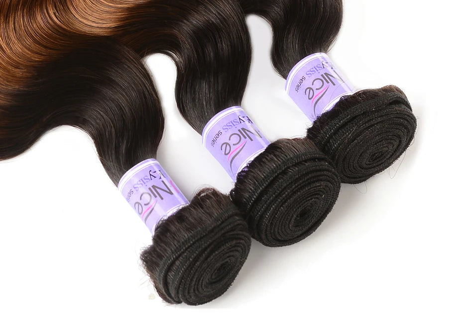 UNice Kysiss Ombre Body Wave Hair Bundles – 3 Tone Blonde T1B/4/27, Virgin Human Hair Weave
