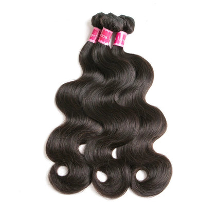 Beaufox Virgin Body Wave Human Hair Bundles – 100% Natural, Jet Black, Permed & Dyeable