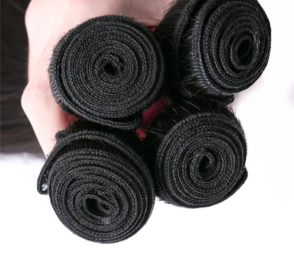 Younsolo Straight Virgin Hair Bundles – Human Hair Extensions, Natural Black, 8''-30''