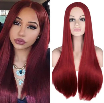 Long Straight Heat-Resistant Synthetic Wig – 150% Density for Daily Use
