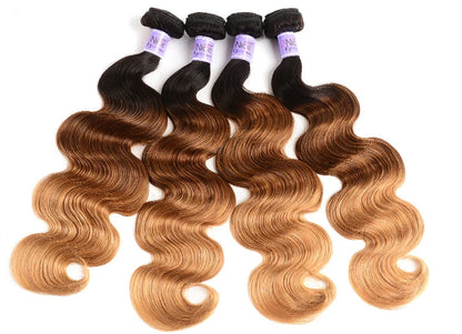UNice Kysiss Ombre Body Wave Hair Bundles – 3 Tone Blonde T1B/4/27, Virgin Human Hair Weave