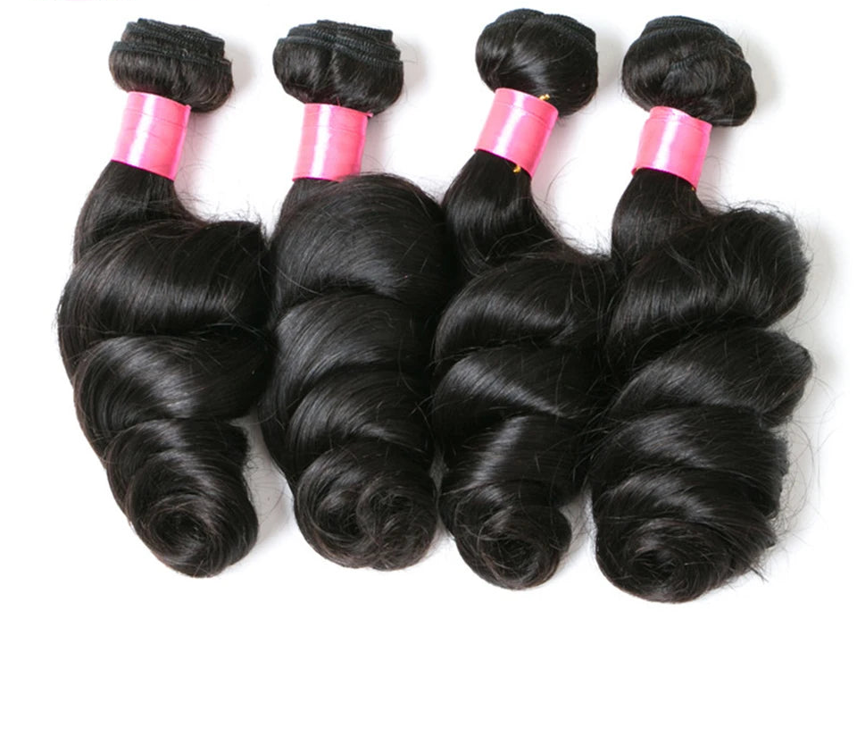 Younsolo Virgin Loose Wave Bundles – 100% Human Hair, 8-30 Inch, Natural Black & Dyeable, Double Weft