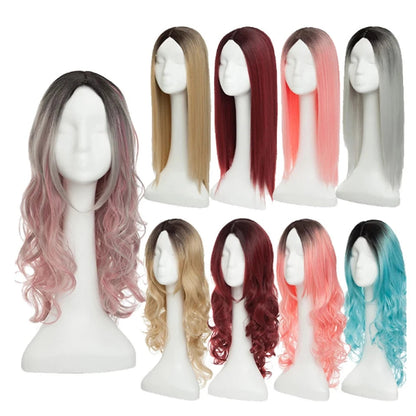 26'' Ombre Synthetic Cosplay Wig – Heat-Resistant Fiber, Long Wavy & Straight Options