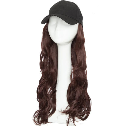 16" Wavy Synthetic Hair Extensions with Baseball Cap – Comfortable & Adjustable Clip-In Wig for Instant Volume