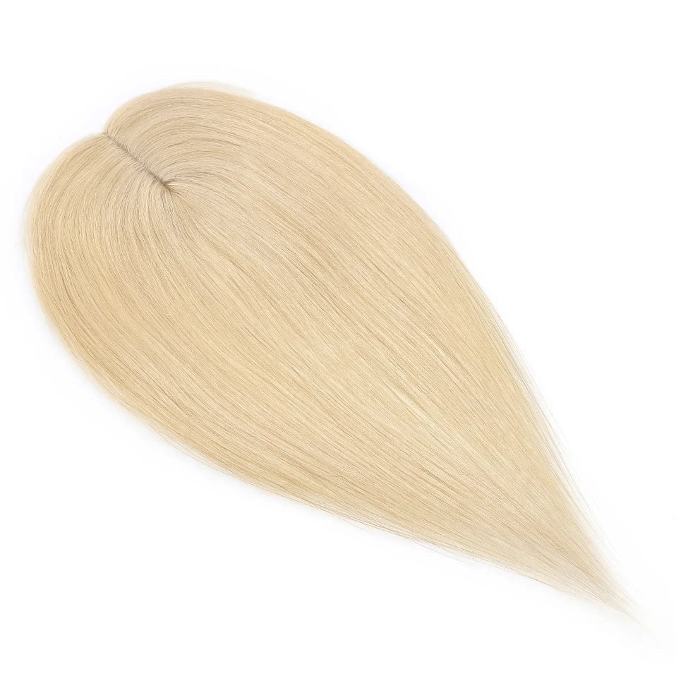 Silk Base Human Hair Toppers for Women – 100% Real Human Hair, Straight, Center-Parted, Multiple Lengths & Colors