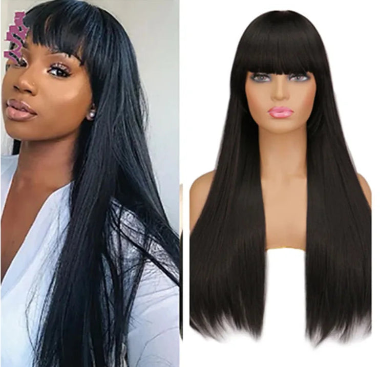 Long Straight Heat-Resistant Synthetic Wig – 150% Density for Daily Use