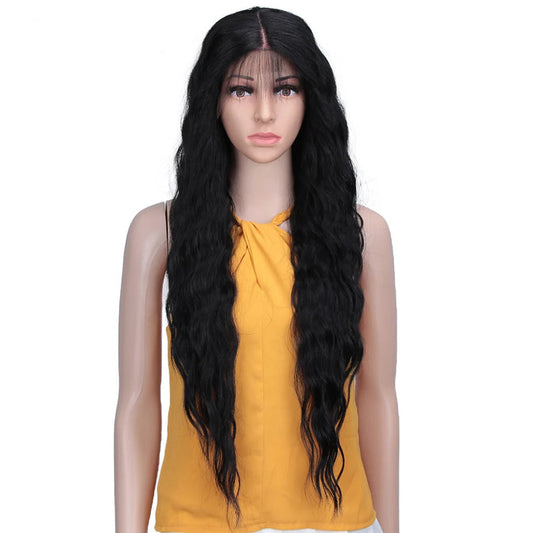 30-Inch Long Wavy Synthetic Lace Front Wig – Swiss Lace & Medium Brown Lace for Daily Use