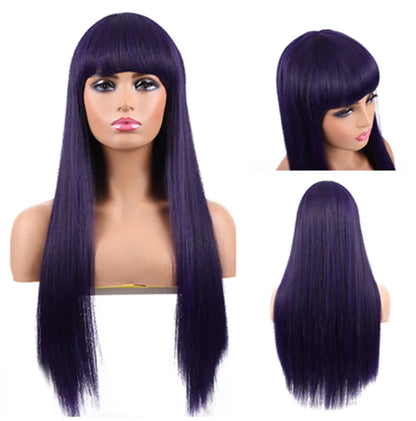 Long Straight Heat-Resistant Synthetic Wig – 150% Density for Daily Use